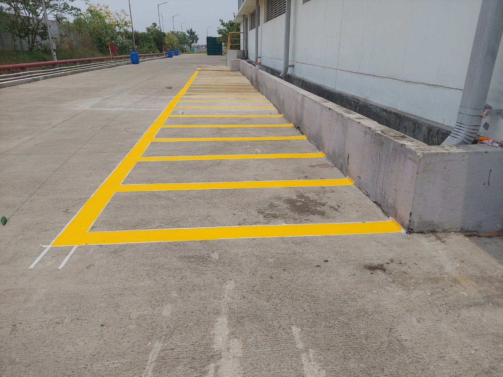 Industrial parking bay line marking and external site development