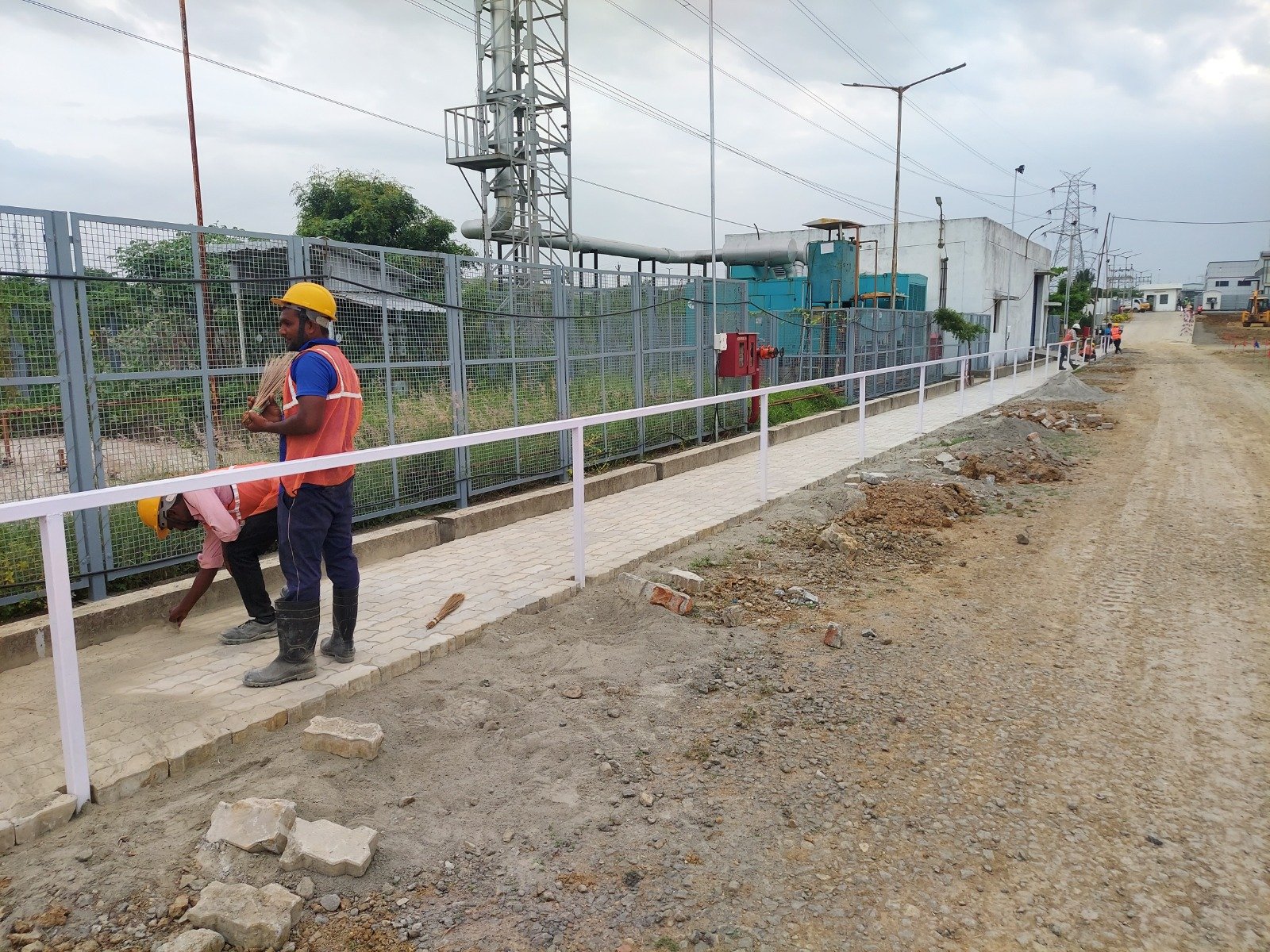 Paver block walkway finishing around the industrial facility