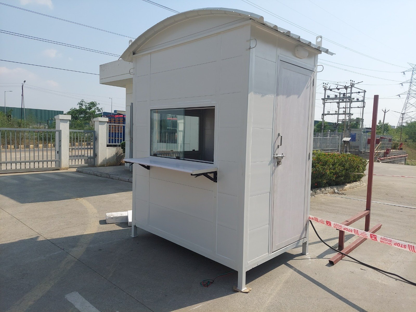 Security cabin installation at the industrial site entrance